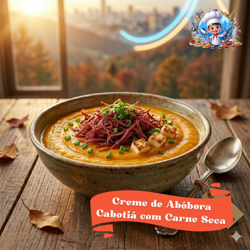 Creme de Abóbora Cabotiá com Carne Seca